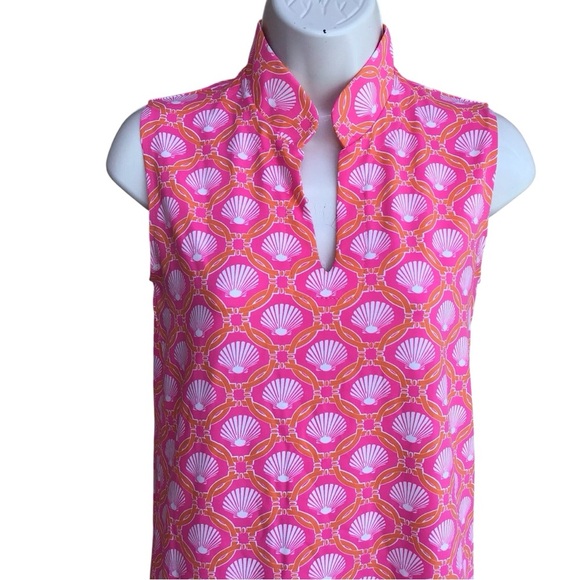 Sailor Sailor Pink Orange Seashell Sleeveless V Neck Shift Dress Stretch…NEW - Picture 5 of 8